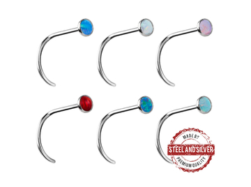 Нострил Steel and Silver с опалом