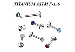 Лабрет из титана с фианитом