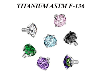 Накрутка из титана Ti Metal с фианитом в лапках