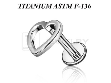 Лабрет из титана Ti Metal лаконичное сердце