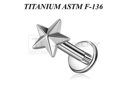 Лабрет из титана Ti Metal фигурная звезда