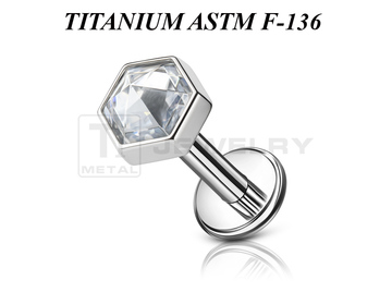 Лабрет из титана Ti Metal кристальные соты