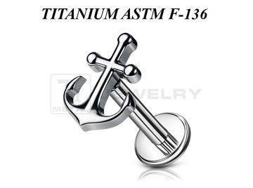 Лабрет из титана Ti Metal якорь
