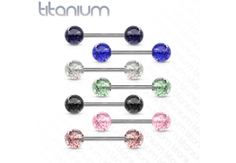 Штанга для языка из титана с акриловыми шариками