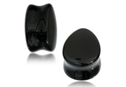 Плаги каплевидные из черного стекла, пара Плаги каплевидные из черного стекла, пара