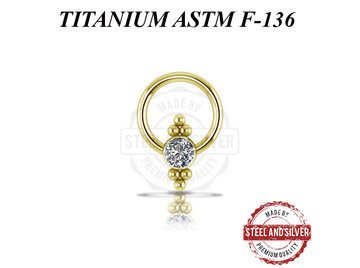 Кольцо из титана Steel and Silver с золотым покрытием и кластером Swarovski