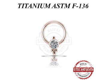 Кольцо из титана Steel and Silver розовое золото с кластером Swarovski