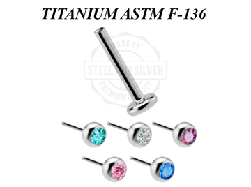 Безрезьбовой лабрет Steel and Silver из титана с Premium Zirconia
