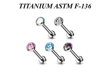 Безрезьбовой лабрет с фианитом