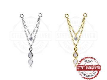 Цепочка для пирсинга Steel and Silver с фианитами