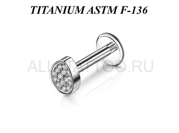 Лабрет из титана Ti Metal кристальная капля