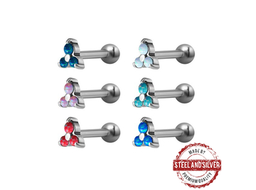 Микроштанга Steel and Silver опаловый трилистник