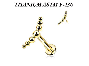 Лабрет из титана Ti Metal с золотым покрытием амадея