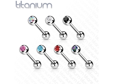 Штанга для языка титановая с фианитом