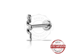 Лабрет Steel and Silver змея