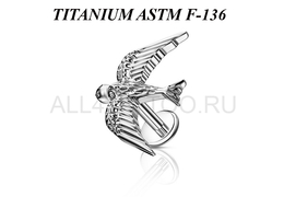 Лабрет из титана Ti Metal ласточка