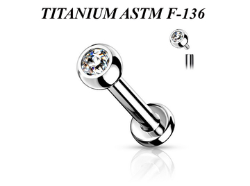 Лабрет из титана Ti Metal с внутренней резьбой со стразом